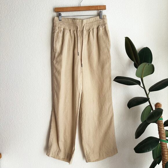 Quince Womens Wide Leg 100% Linen Pants Medium Pull-On Pockets Lagenlook Resort - Picture 1 of 5
